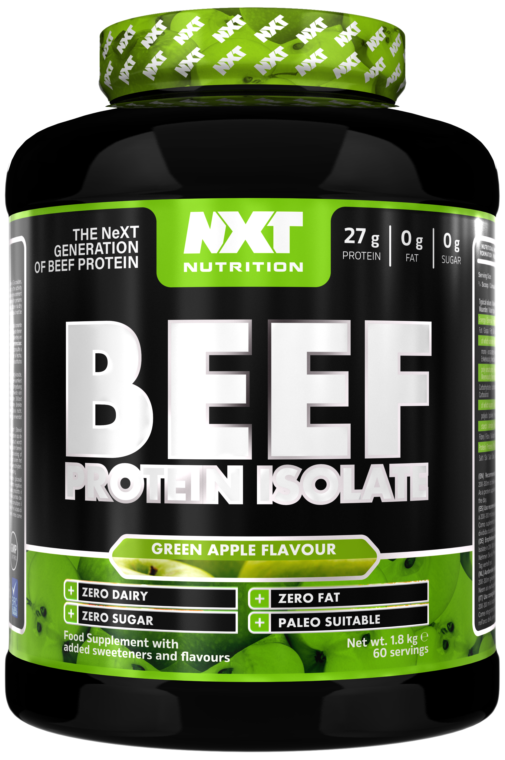 Beef Protein Isolate 1,8kg, Green Apple