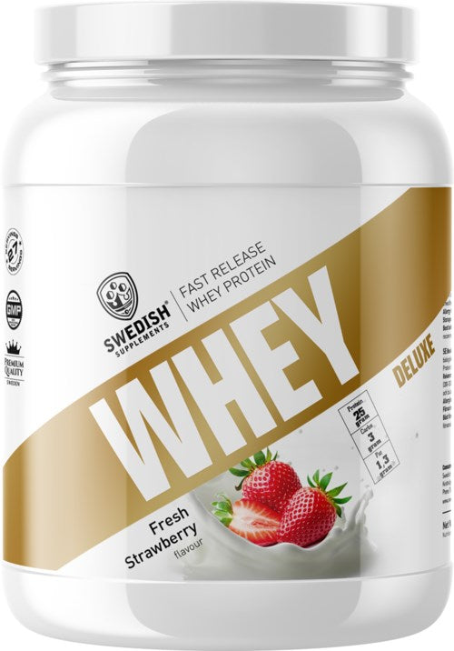 Whey Protein Deluxe, Boks, Jordbær