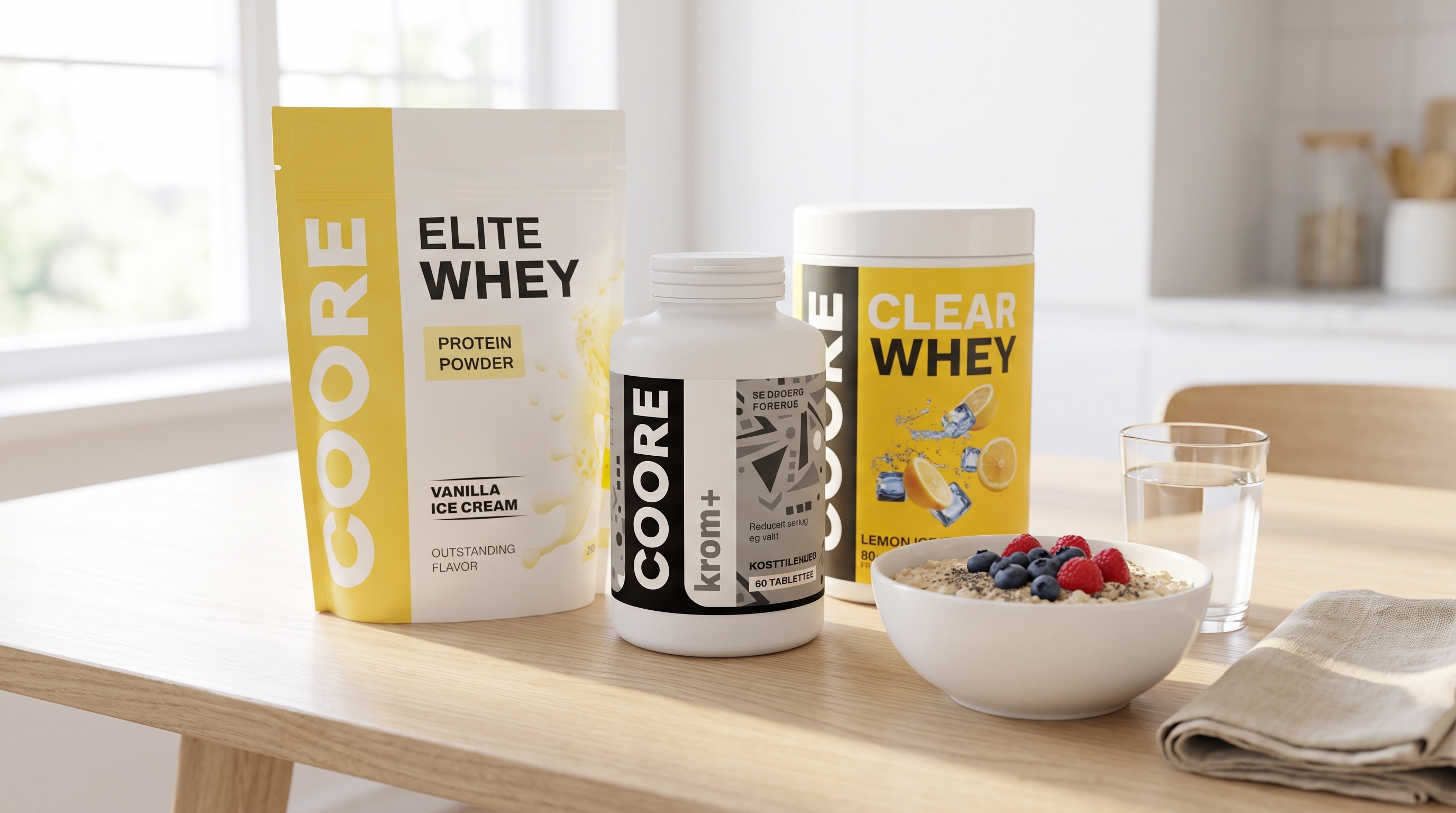 Blodsukker og kost: Coore Elite Whey, Krom+ og Clear Whey