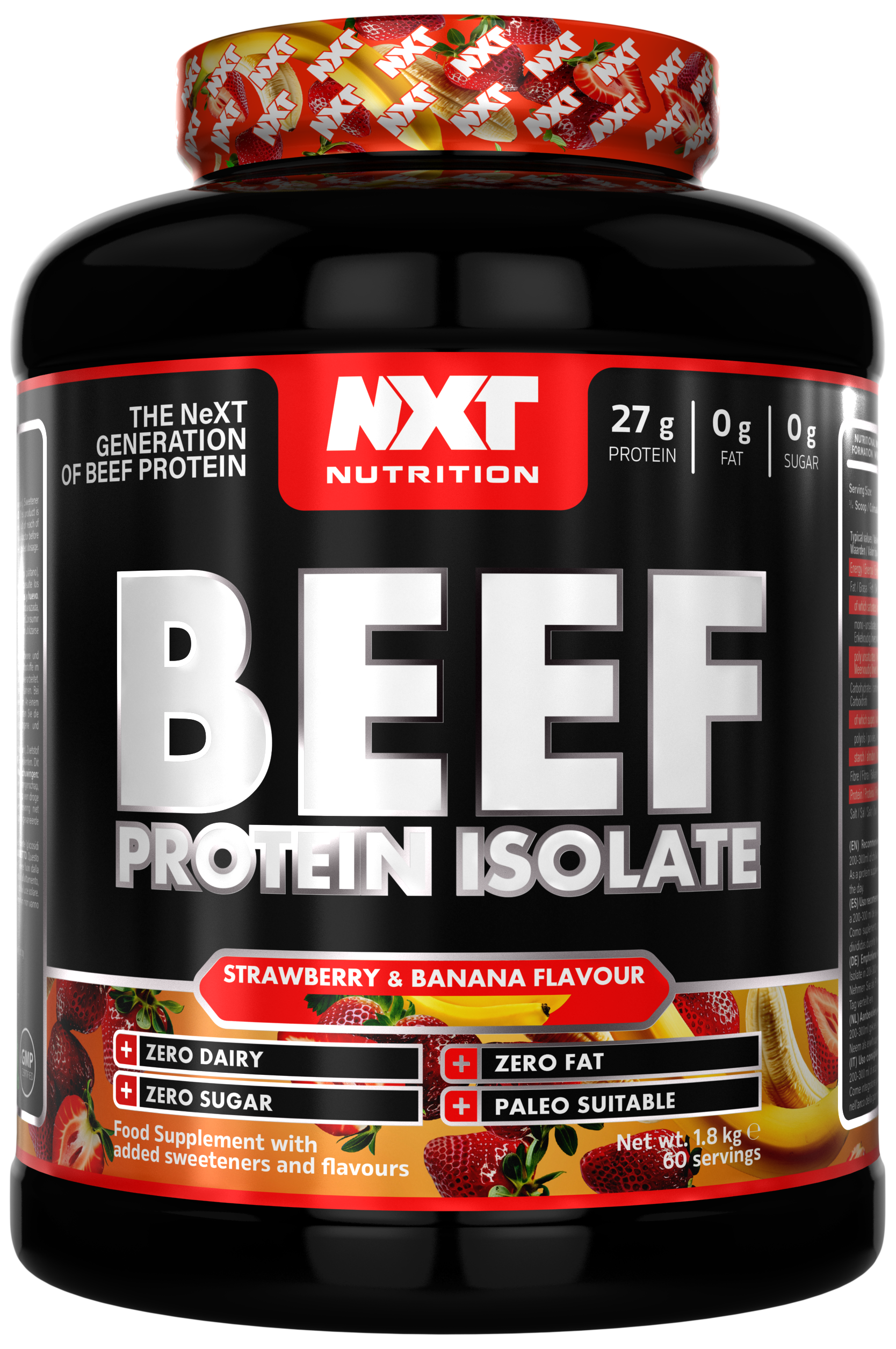 Beef Protein Isolate 1,8kg, Strawberry Banana