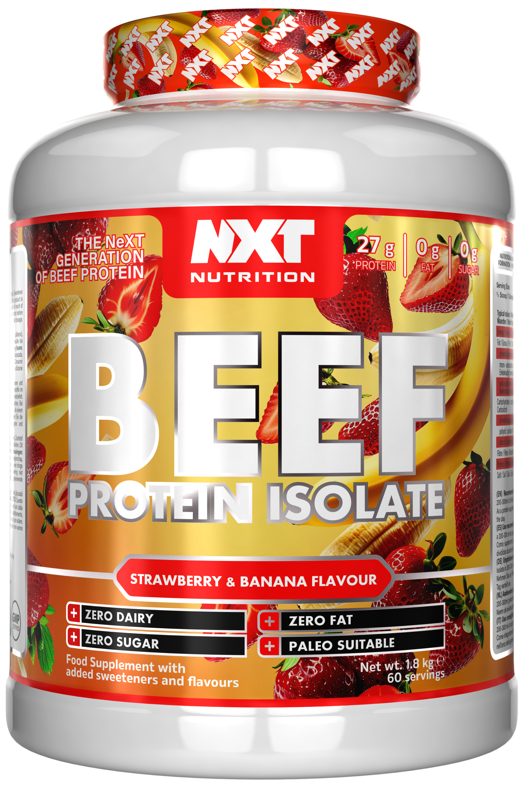Beef Protein Isolate 1,8kg, Strawberry Banana
