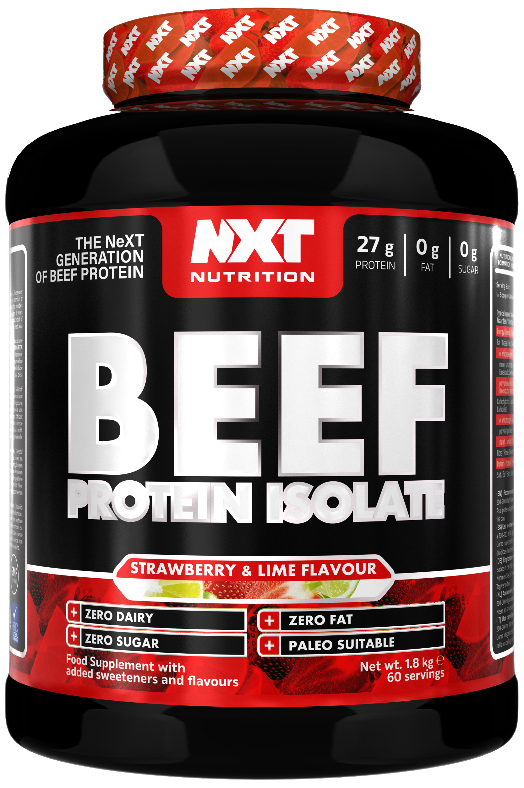 Beef Protein Isolate 1,8kg, Strawberry Lime