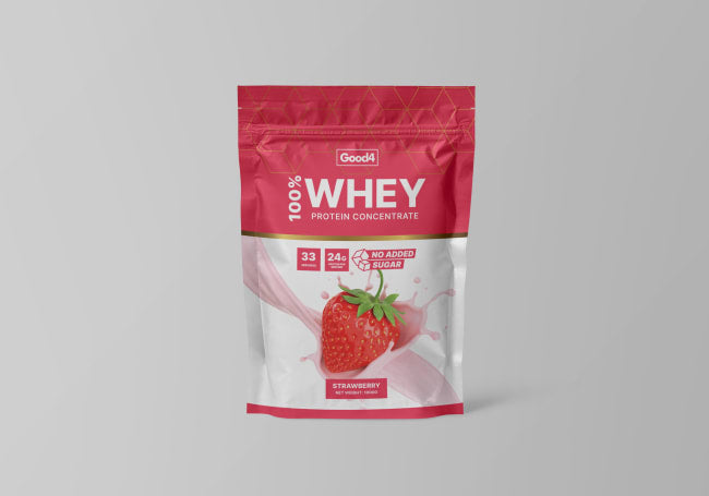 100% Whey Protein Jordbær, 1kg (Good4Nutrition)