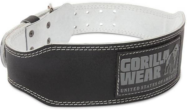 Leather padded belt (10cm), Black/Gray