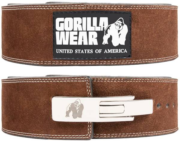 Gorilla Wear 4 Inch (10cm) Leather Lever Belt, Brown