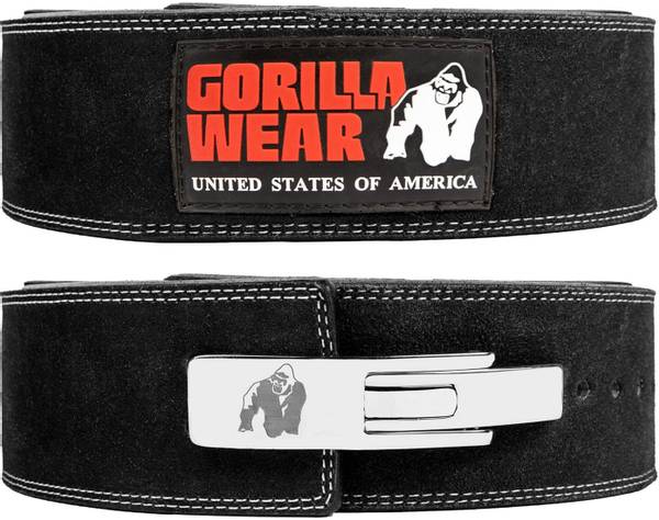 Gorilla Wear 4 Inch (10cm) Leather Lever Belt, Black