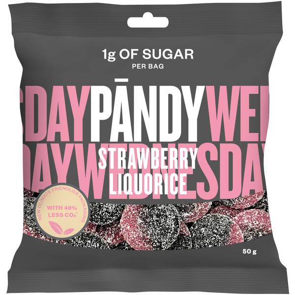 Pandy Candy, 50g x 14stk, Strawberry/Liquorice