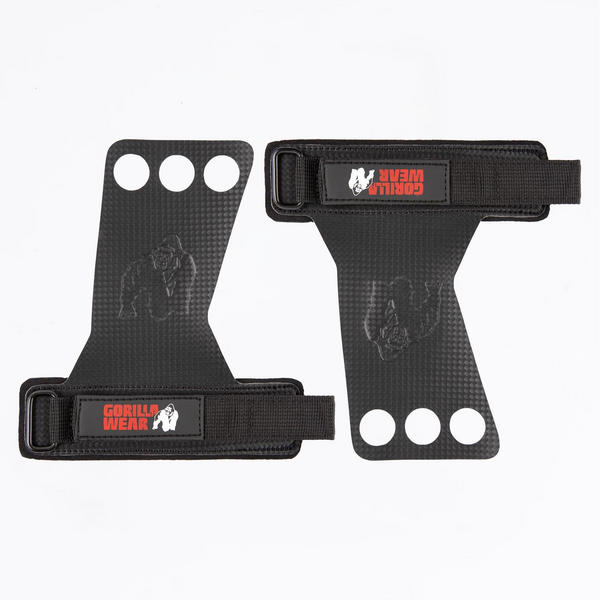 3-Hole Carbon Lifting Grips, Black